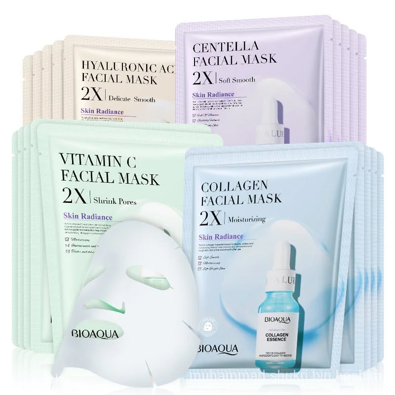 10/20pcs BIOAQUA Centella Collagen Face Mask Moisturizing Refreshing Sheet Masks Hyaluronic Acid Facial Mask Skin Care Products