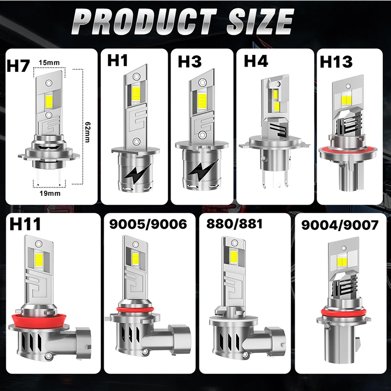 Беспроводные Мини-светодиодные Автомобильные Фары H7 H1 H3 H4 H11 H8 H9 9005 Hb3 9006 Hb4 9012 Hir2 12