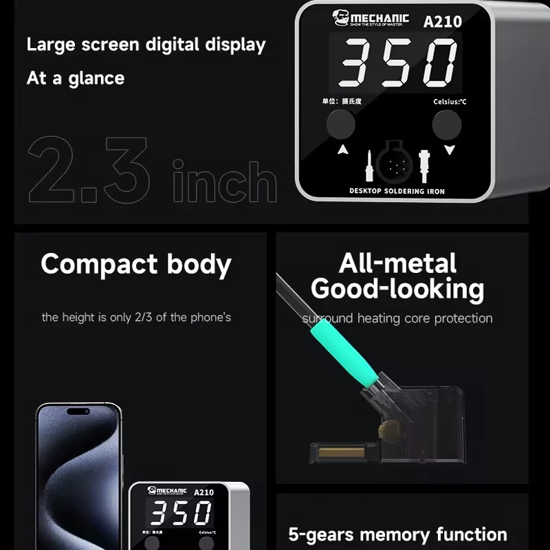 Настольная Интеллектуальная Электрическая паяльная станция MECHANIC A210 для ремонта
