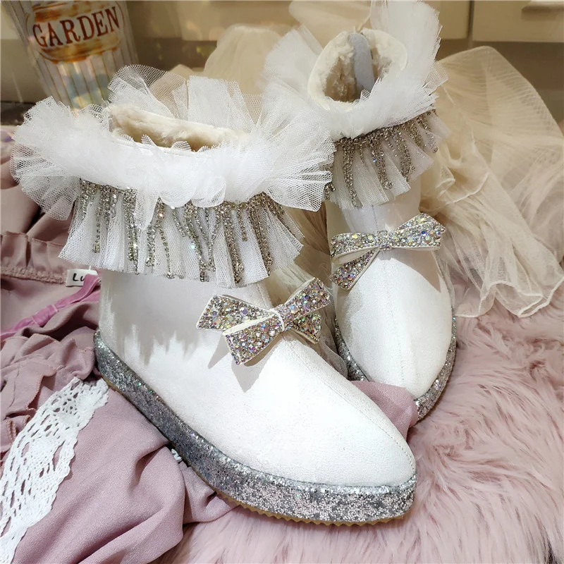 

Оригинальные белые ботильоны для девочек, женская обувь на среднем каблуке, остроносые высокие ботинки с подъемом, весенние бархатные ботинки 35-41