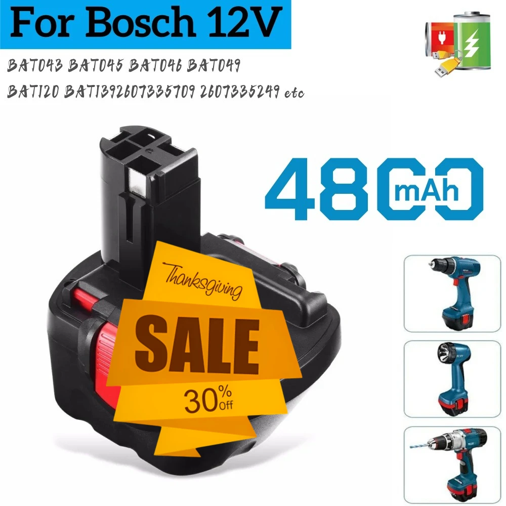 Фото Аккумулятор Bosch 12V 4.8Ah PSR, совместимый с моделями AHS GSB GSR 12 VE-2, BAT043, BAT045, BAT046, BAT049, BAT120 №1