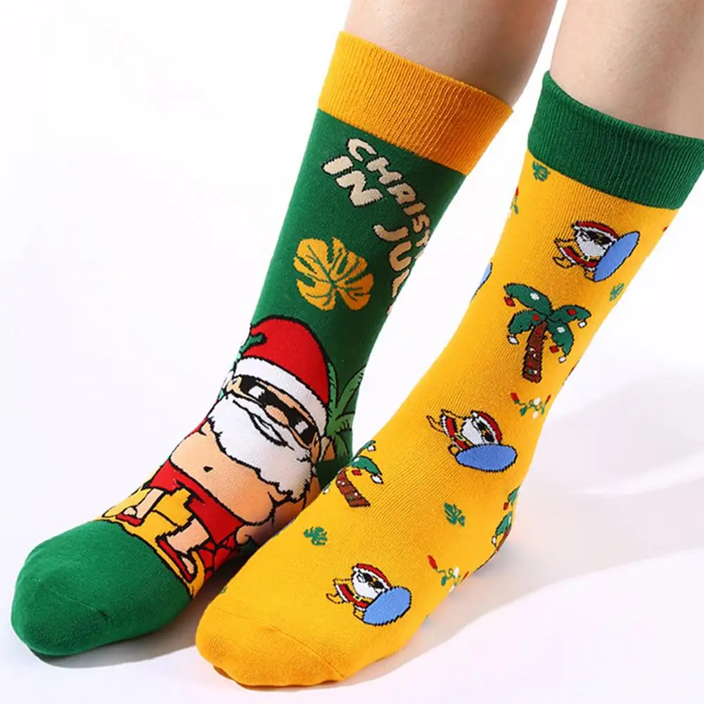 

Holiday Patterned Socks Colorful Cartoon Print Winter Socks Anti-slip Thick Knitted Breathable Warm Adult Sports Socks Christmas