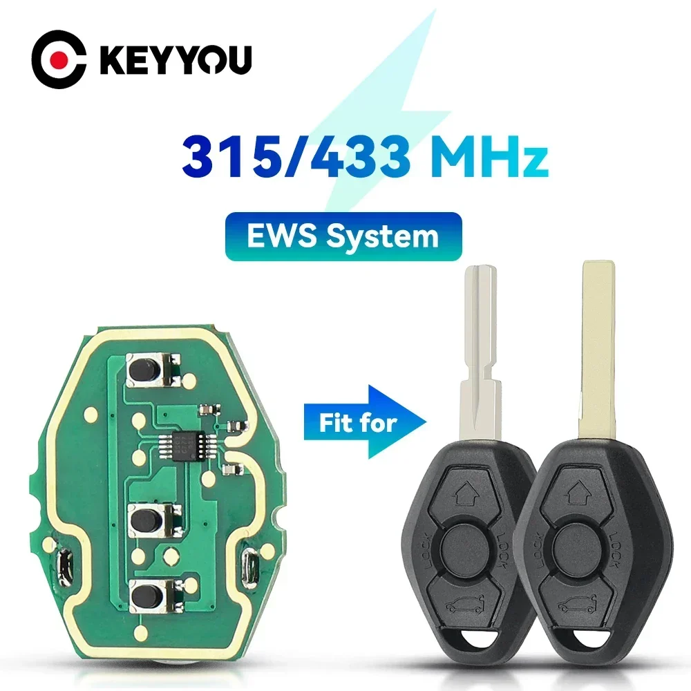 

KEYYOU 1 шт. новый для BMW E36 E38 E39 E46 E53 E60 E61 E63 1/3/5/7 серии EWS System 433/315 МГц печатная плата автомобильный ключ