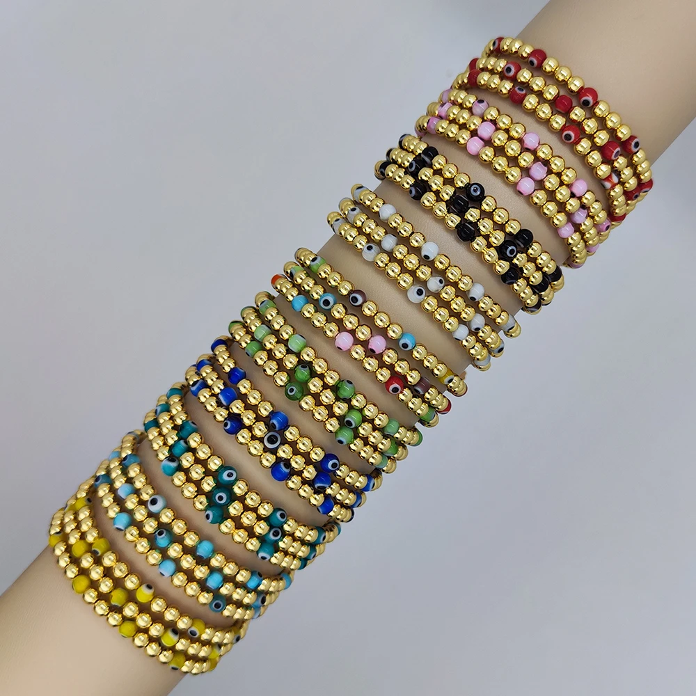 KKBEAD Турецкий Дурной глаз браслет для женщин Многослойные браслеты из бисера