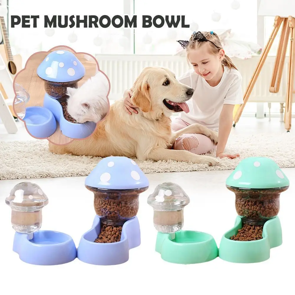 1.8l Pet Automatic Feeder Mushroom Type Anti-tipping Food Bowl Drinking Water Bottle Feeding Bowls For Dogs Cats Food Dispe U5l8