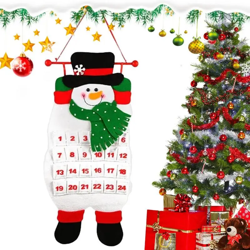 

Festive Hanging Felt Christmas Countdown 2023 Christmas Advent Calendar Santa Claus Snowman Reindeer Calendar Pendant 24 Gift