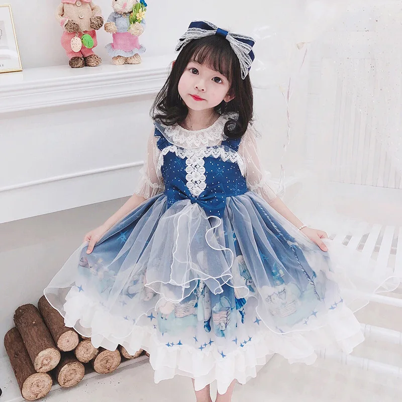 

Girl Spanish Princess Dresses Kids Lolita Birthday Christening Party Dress Toddler Girls Boutique Bow GZB182