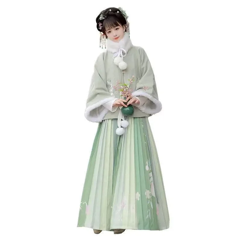 Новая династия Мин ханьфу зимнее женское толстое пальто с квадратным воротником