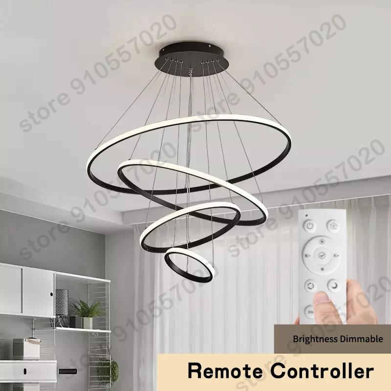 

Современные светодиодный ные люстры для гостиной, столовой, спальни, 3/4/5 круглых кольцевых комнатных подвесных светильников, подвесных све...