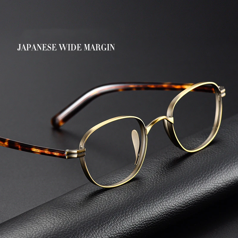 

High Quality Handmade Acetate Titanium Prescription Glasses Frames Men Women Luxury Retro Oval Eyeglass Frame Bronze Eyewear