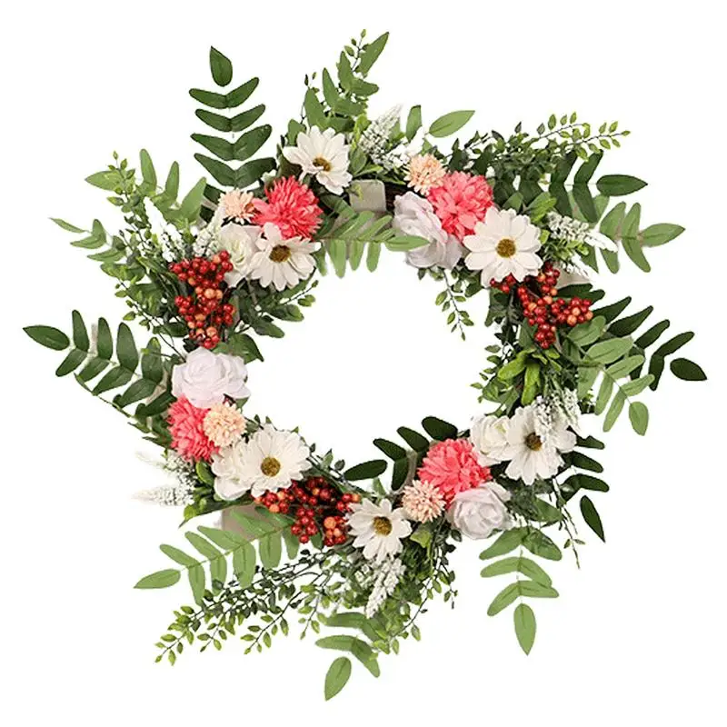 

Artificial Flower Wreath Spring Front Door Wreaths Home Decoration for Front Door Welcome Sign Farmhouse Cottage Wreath