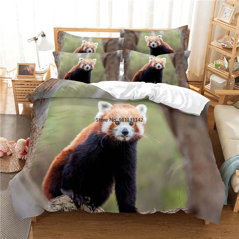 

Cute Little Raccoon Bedding Set 3D Animal Digital Print Bedding Down Quilt Cover Pillowcase Creative Decorative Home Textile