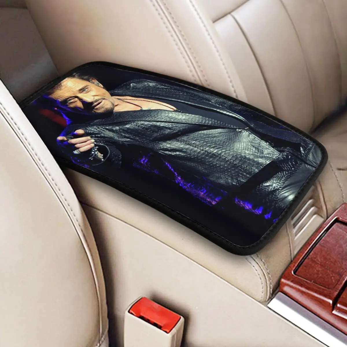 

Center Console Cover Pad Johnny Hallyday Rock Star Car Armrest Cover Mat Singer Auto Accessories InteriorStorage Box Cover