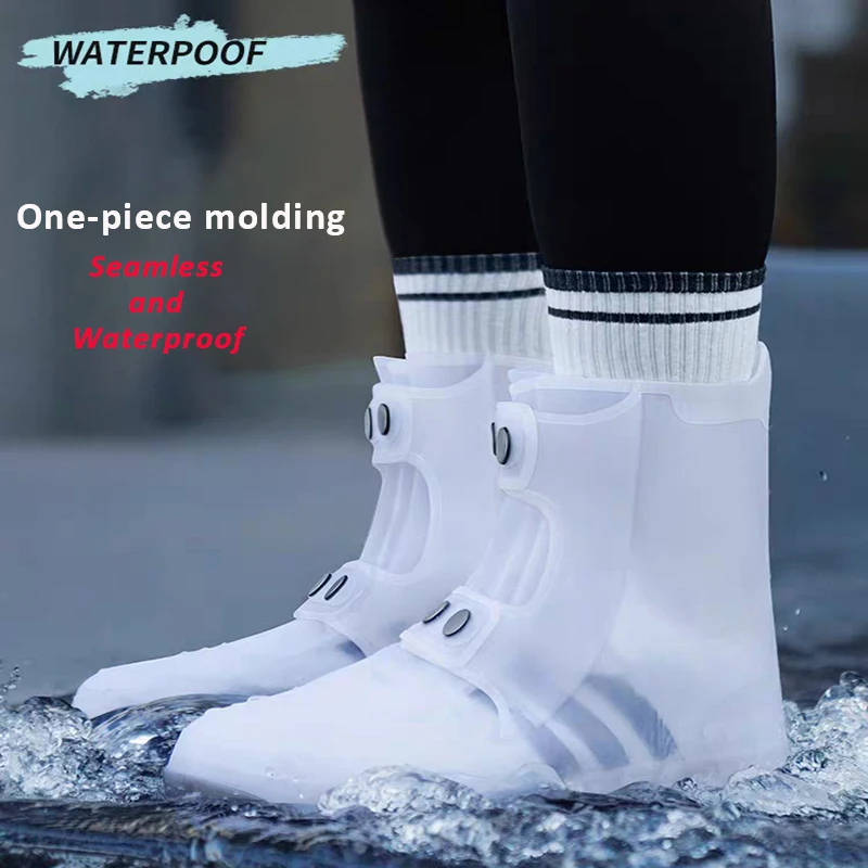 Rainy Season Shoes Protectors Waterproof Overshoes with Double Button Covers Waterproof Footwear Washable Anti-slip Shoe Covers