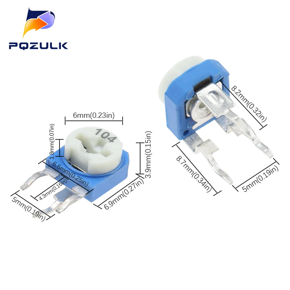 10 шт. Подстроечный резистор RM063 100 200 500 1k 2k 5k 10k 20k 50k 100k 200k 500k 1m Ом триммер