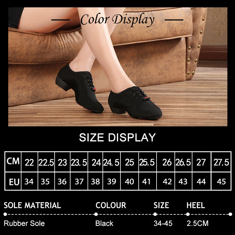 SWDZM Women Latin Dance Shoes Black Modern Men Ballroom Salsa Dancing Shoes Boys Jazz Soft Outsole Tango Dance Sneakers Outdoor