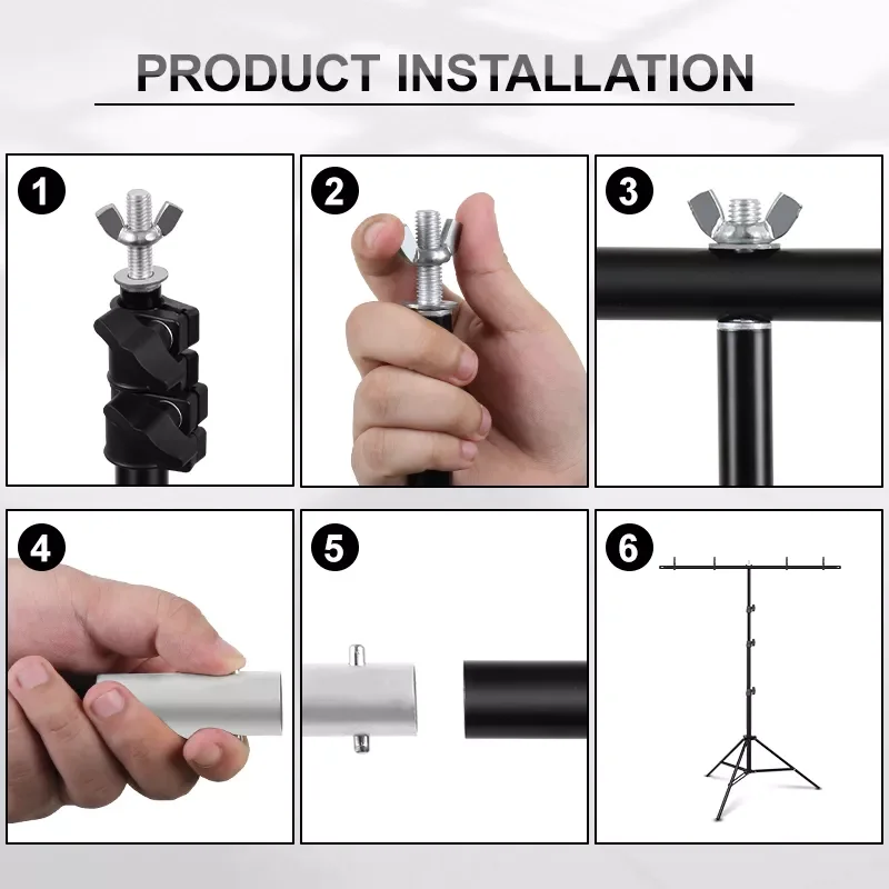 

2023 PYNSSEU T-Shape Backdrop Background Stand Photography Photo Studio Frame Support System Kit For Video ChromaKey Green Scree