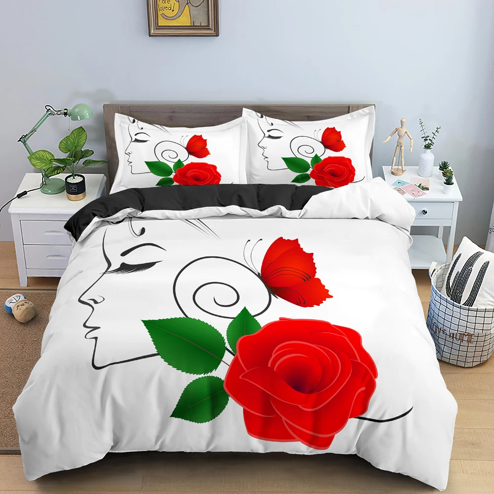 

Nordic Style Bedding Set Skin-friendly Microfiber Quilt Cover With Pillowcases Queen Size Duvet Cover Set Black Comforter Covers