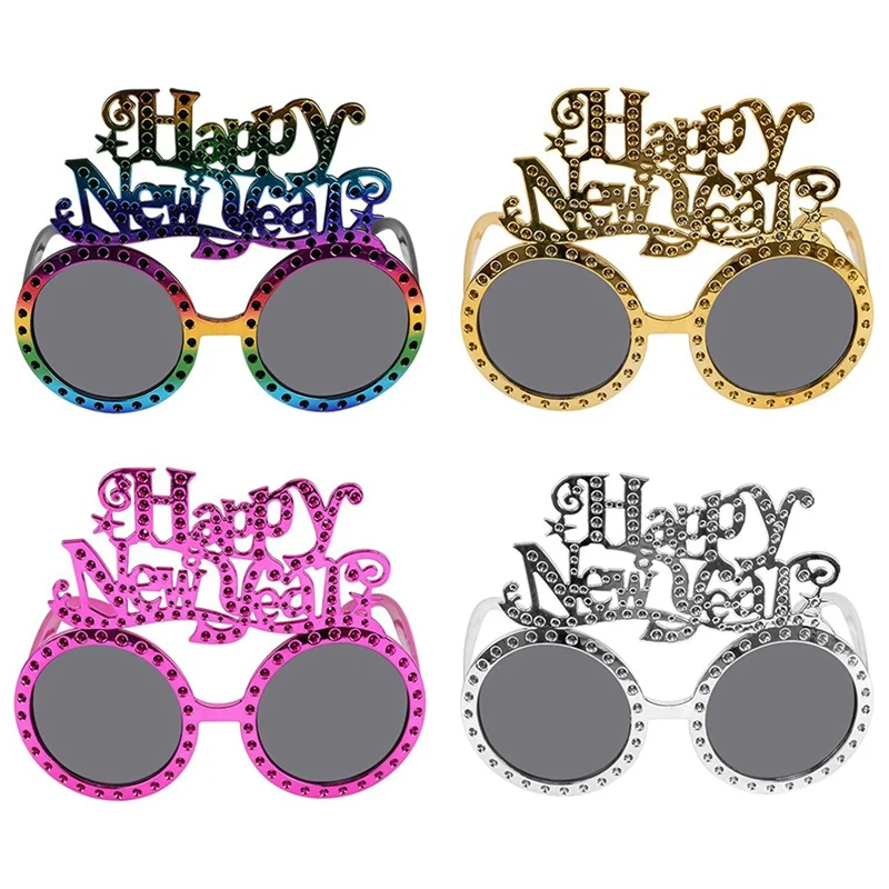 

4 Pairs of Glasses 2022 New Year Party Glasses Novelty Party Glasses Photo Booth Props