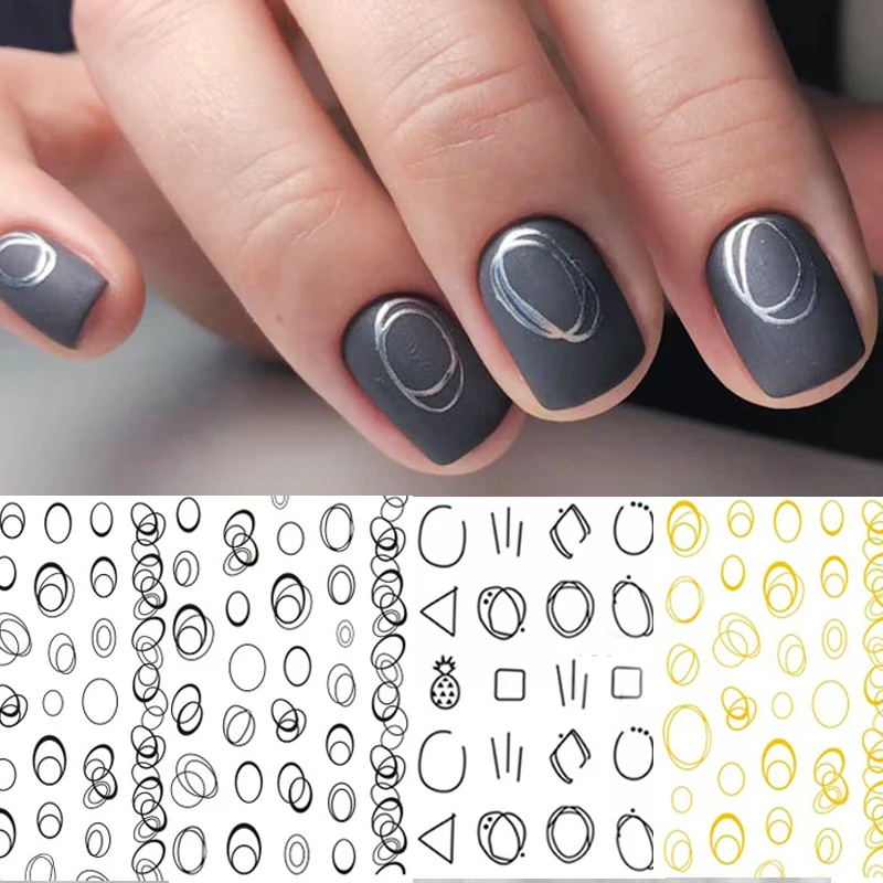 1 лист золотистых серебристых звезд наклейки для ногтей линейные - Цена: 165.15