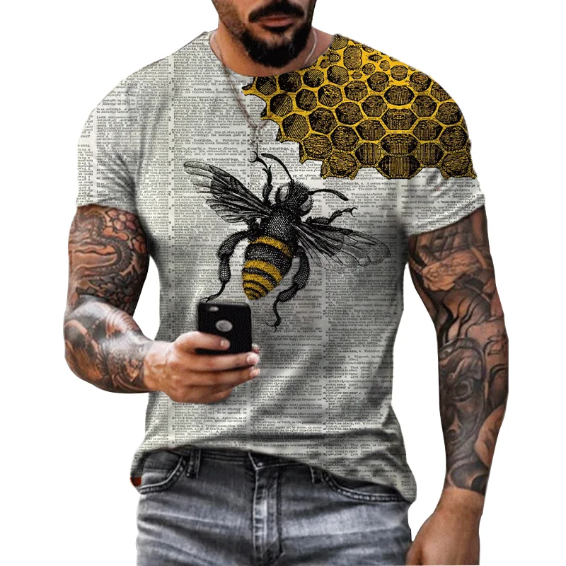 2022 Summer Fashion Men T Shirt Classic Design T-shirt Men's Outdoor Bee Printed Tshirt Animal Love Casual Street Short Sleeve