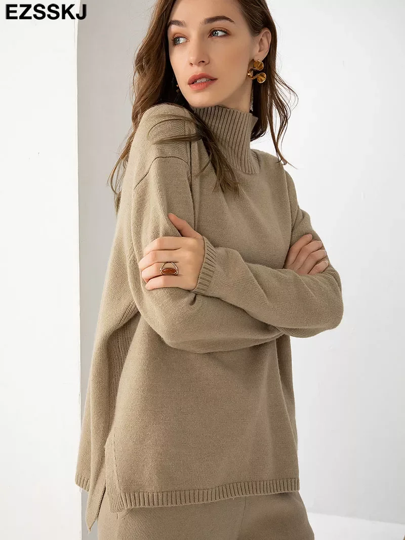 

Autumn Winter basic oversize thick Sweater pullovers Women 2021 loose cashmere turtleneck Sweater Pullover female Long Sleeve
