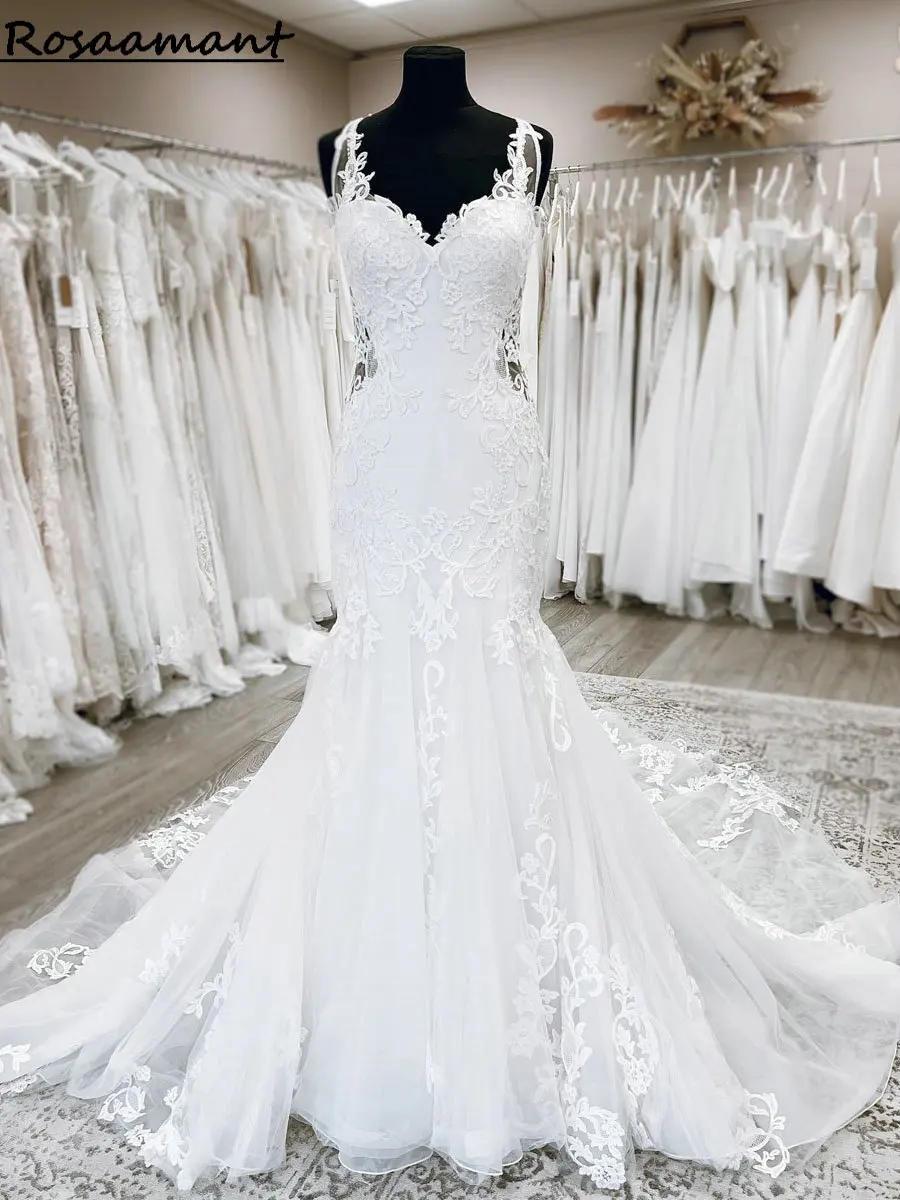 

Real Image Sweetheart Illusion Back Mermaid Wedding Dresses Sleeveless Appliques Lace Vestidos De Novia Beach Bride Gowns