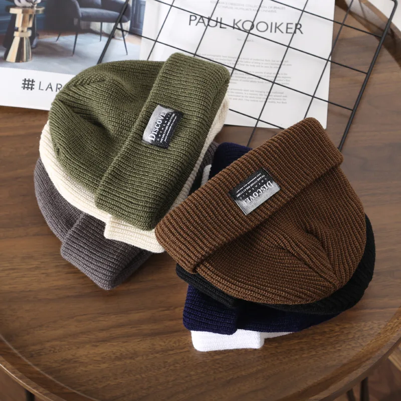 

Knitted Hat Korean Style Simple Padded Cloth Couple's Wool Hat Outdoor Sports Warm Ear Protection Student's Wool Hat