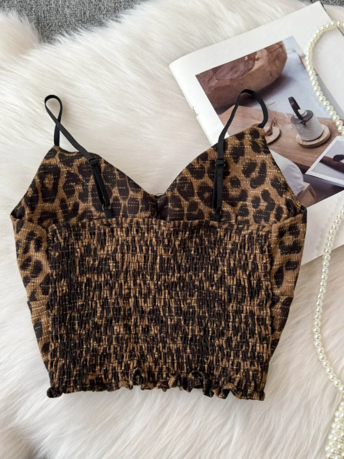 SsTss Ретро леопардовый принт с открытой спиной жилет на бретельках женский