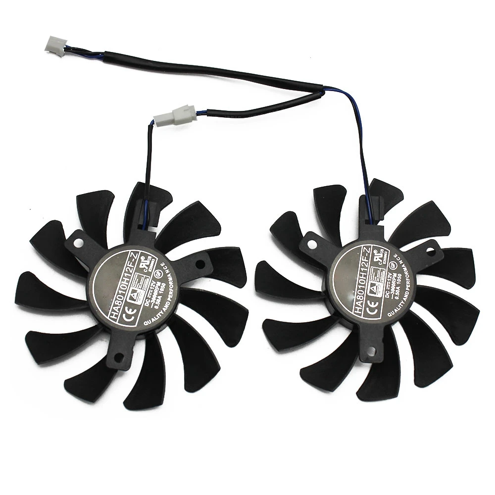 Фото (A20Z) HA8010H12F-Z 75 мм 2-контактный кулер для видеокарты GTX1050Ti с двумя вентиляторами для GTX 1050Ti GTX-1050-Ti-4GT-OC (2 шт.) №3