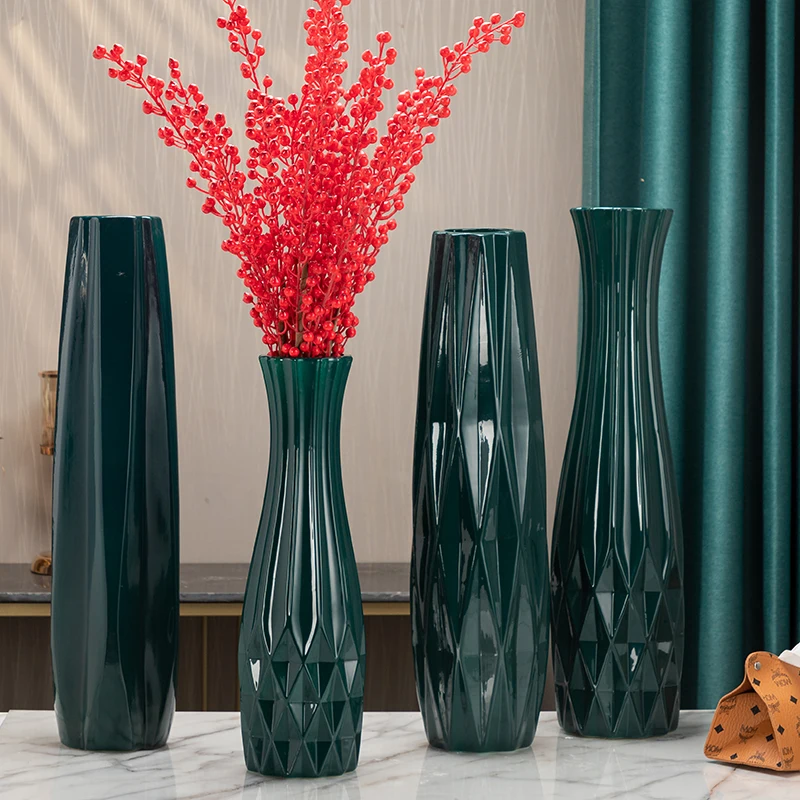 

Ceramic Vase Decoration Aesthetic Design Minimalist Table Green High Interior Vase Dry Grass Jarrones Home Decoration Modern