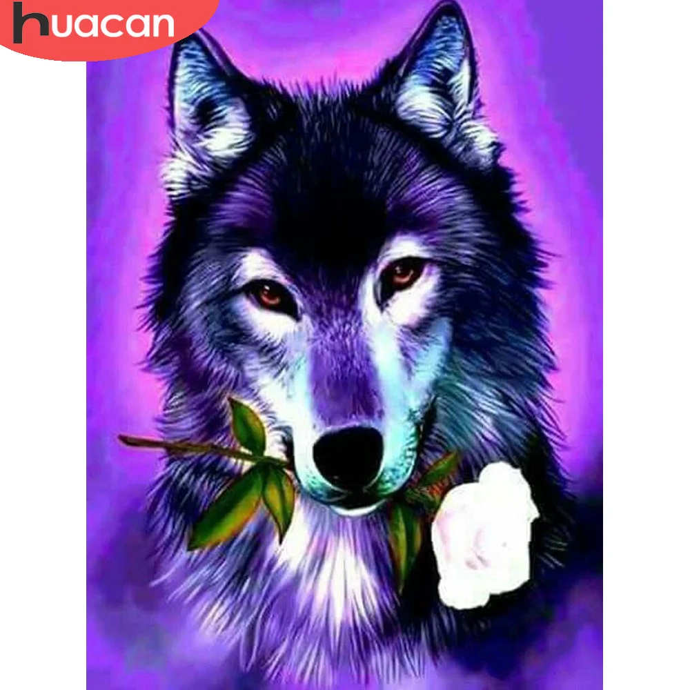 Алмазная живопись HUACAN мозаика с волком наборы для вышивки крестиком украшение