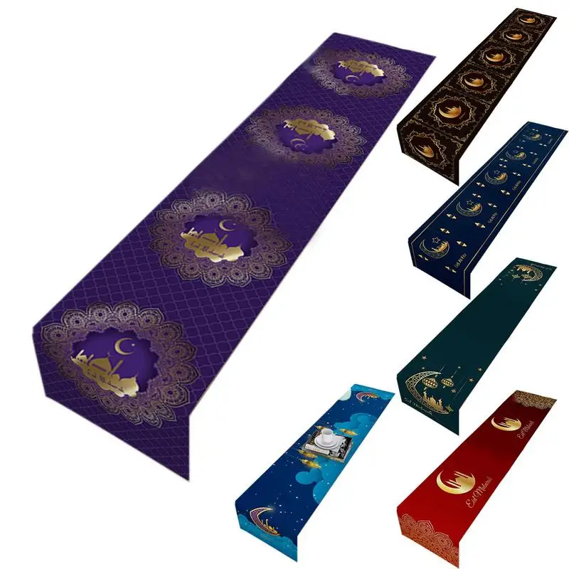 

Table Runner Eid Mubaraks Decorations Star Moon Table Runner Party Tablecloth Holiday Home Decor Coffee Table Dining Table Cover