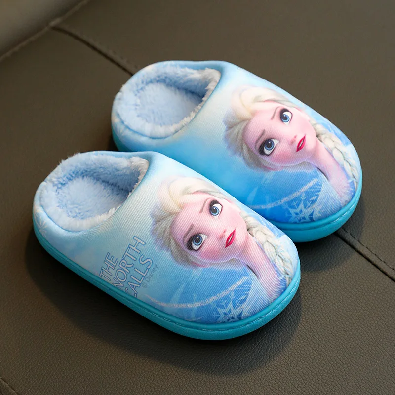 Детские хлопковые тапочки Disney теплые домашние принцессы для мальчиков и девочек