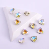 144pcspack 10x8mm glass heart fancy rhinestone glitter rainbow point back stones glue on rhinestones for diy fabric decoration