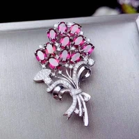 meibapj match with dress natural garnet fashion necklace brooch genuine 925 silver red stone fine wedding jewelry for women