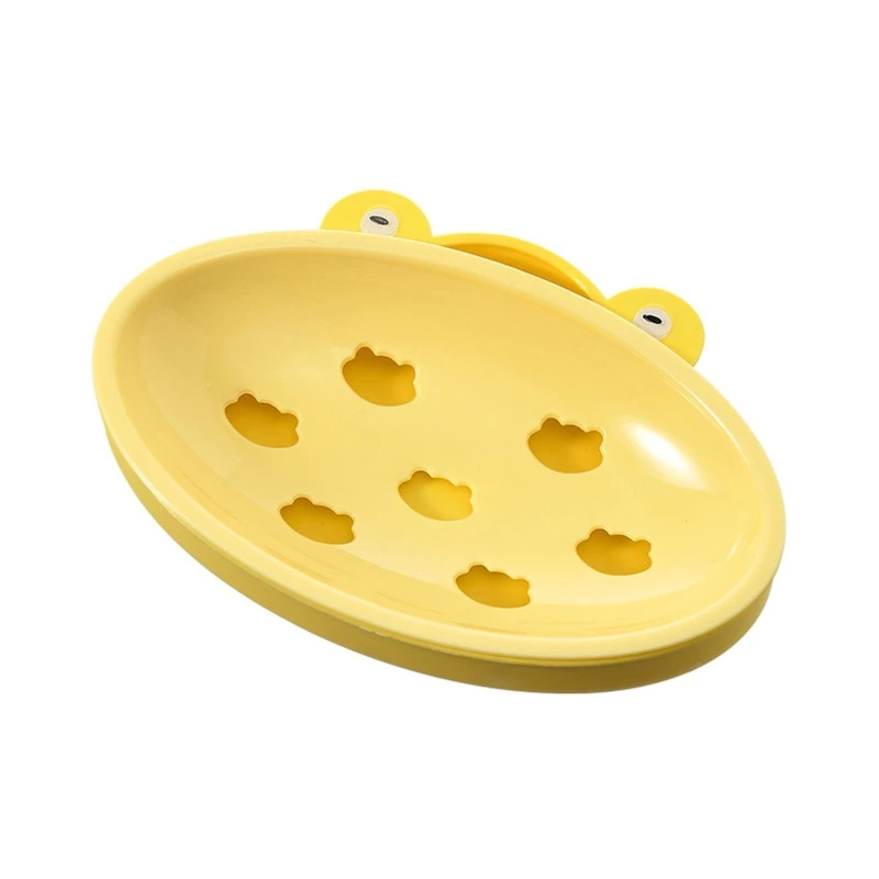 

Cartoon Frog Soap Box with Hollow Draining Holes Detachable Tray Soaps Holder for Home Kitchen Bathroom Sponge Storage Drain