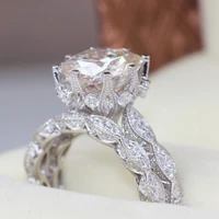 hot sale silver color cute ring set with zircon stone for women wedding engagement fashion jewelry 2022 new