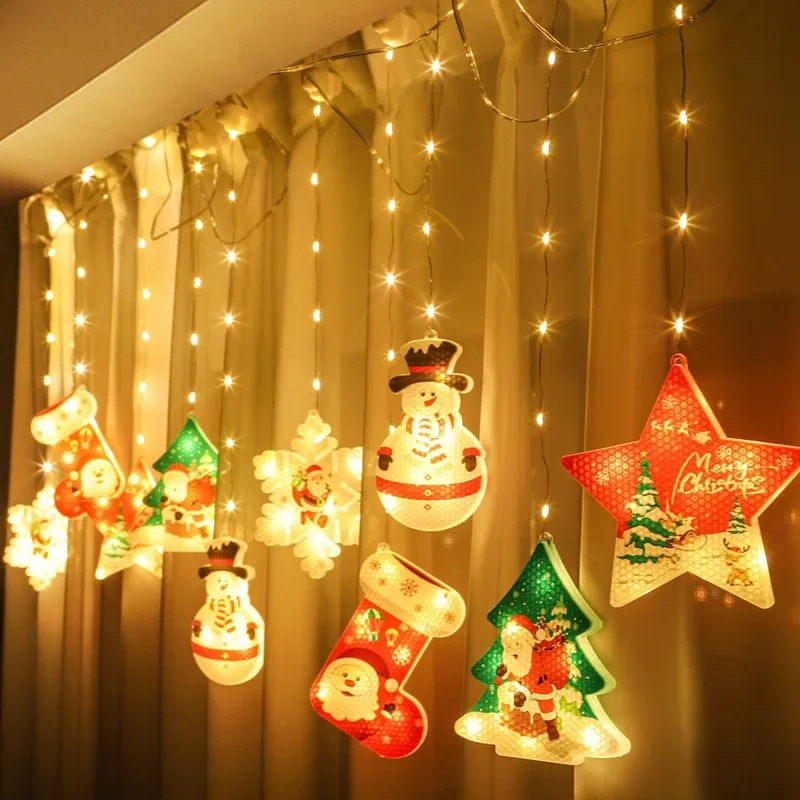 

Светодиодный гирлянды, рождественские огни для окон, новинка, рождественские подвесные светильники с USB, Рождественская гирлянда-занавеска