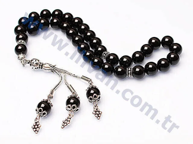 IQRAH Onyx Stone Rosary (925 Sterling Lunar)