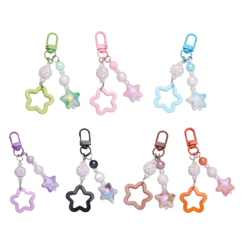 

Pentagram Star Charm Keyring Backpack Decoration Handmade Pendant Keyring Fashion Bag Charm Sweet Cool Keychain