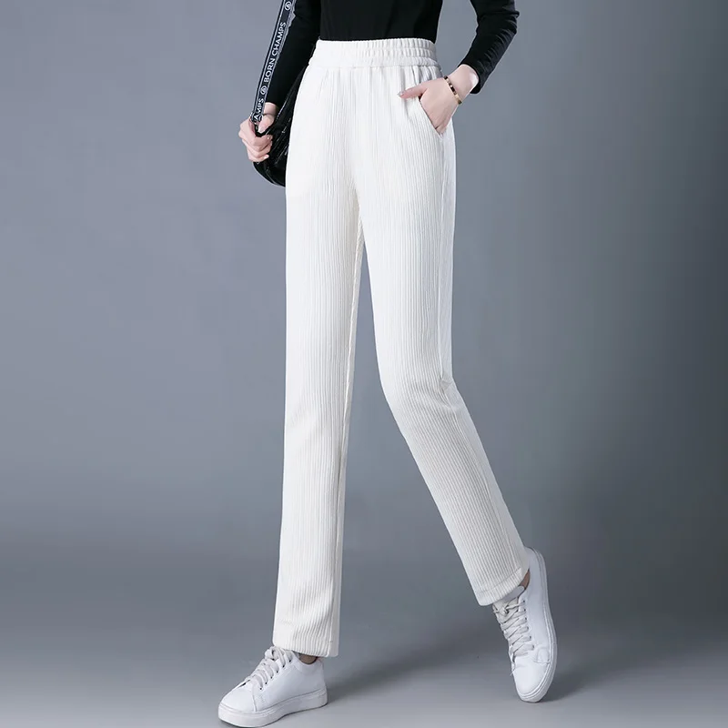 2023 New Korean Fashion Trend Spring And Autumn Corduroy Casual Vertical Pants Women'S Chenille High Waist Temperament Trousers