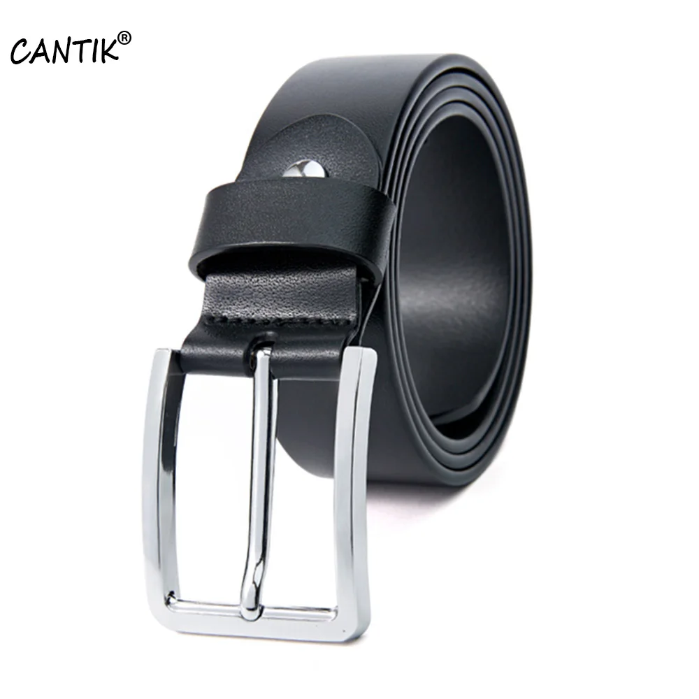CANTIK Men's Top Quality 100% Pure Cow Genuine Leather Belts Simple Style Pin Buckle Belt Clothing Accessories for Men