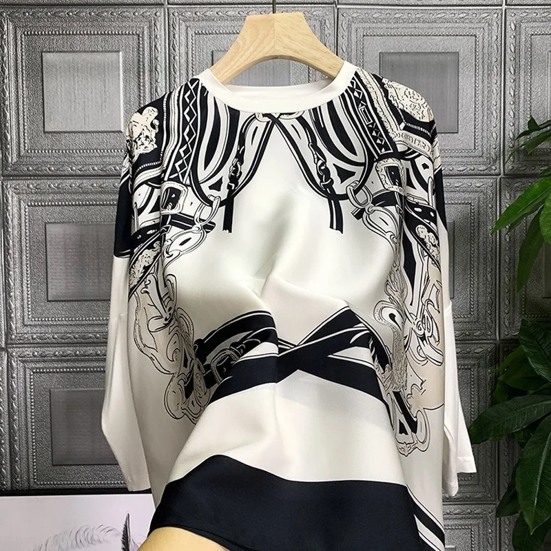 

Y2K Bat Sleeve Silk Blouse Women Camisas Mujer Women Shirts Button Up Tops