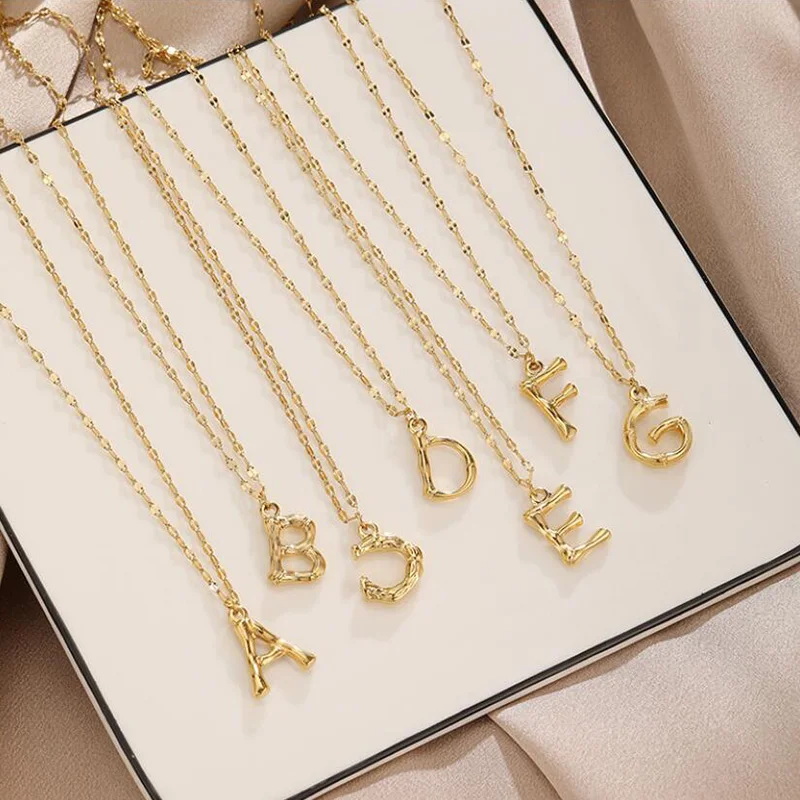 

Vintage Gothic A-Z Initial Alphabet Old English Pendant Necklace Gold Color Bead Chain Necklace Female Fashion Statement Jewelry