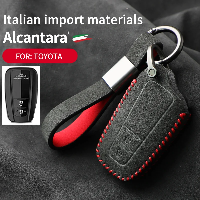 

Alcantara Suede Car Key Bag For Toyota Camry Highlander RAV4 Prado Corolla C-HR EV IZOA 2018 2019 2021 2022 Accessories