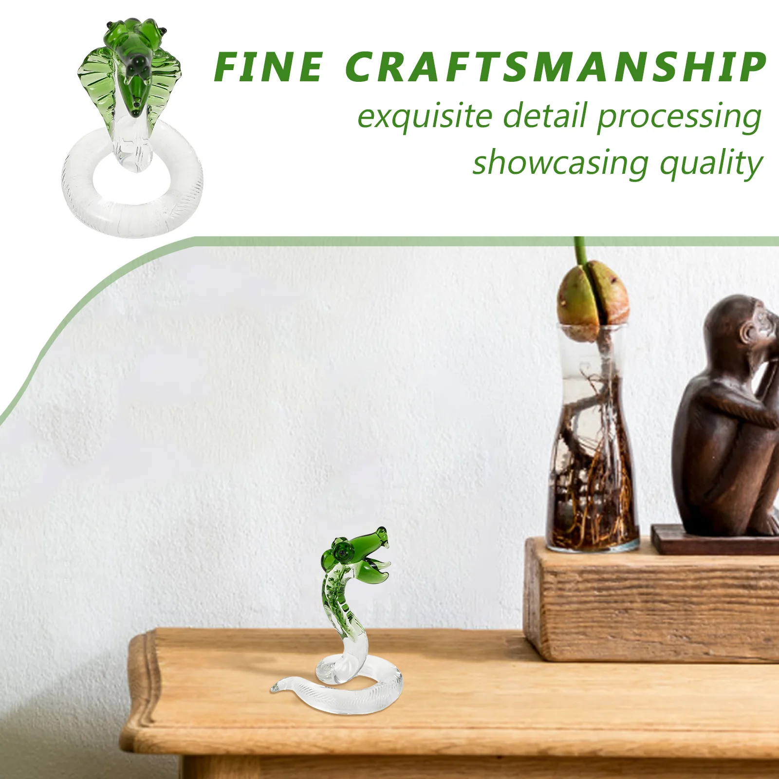 Фигурки змеи мини-скуптуры животных стеклянный декор новогодний подарок