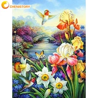 chenistory modern diamond painting frame flower cross stitch crafts kits mosaic embroidery home decor for adults