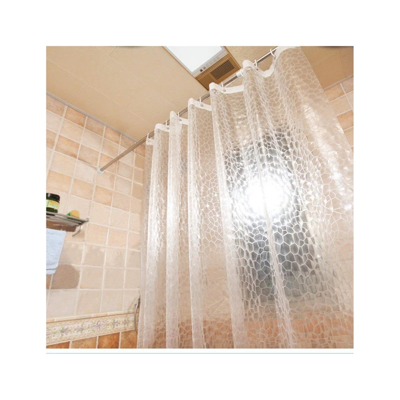

Clear EVA Shower Curtain Liner Mildew Resistant, 3D Water-Cube Shower Curtain 180X180cm