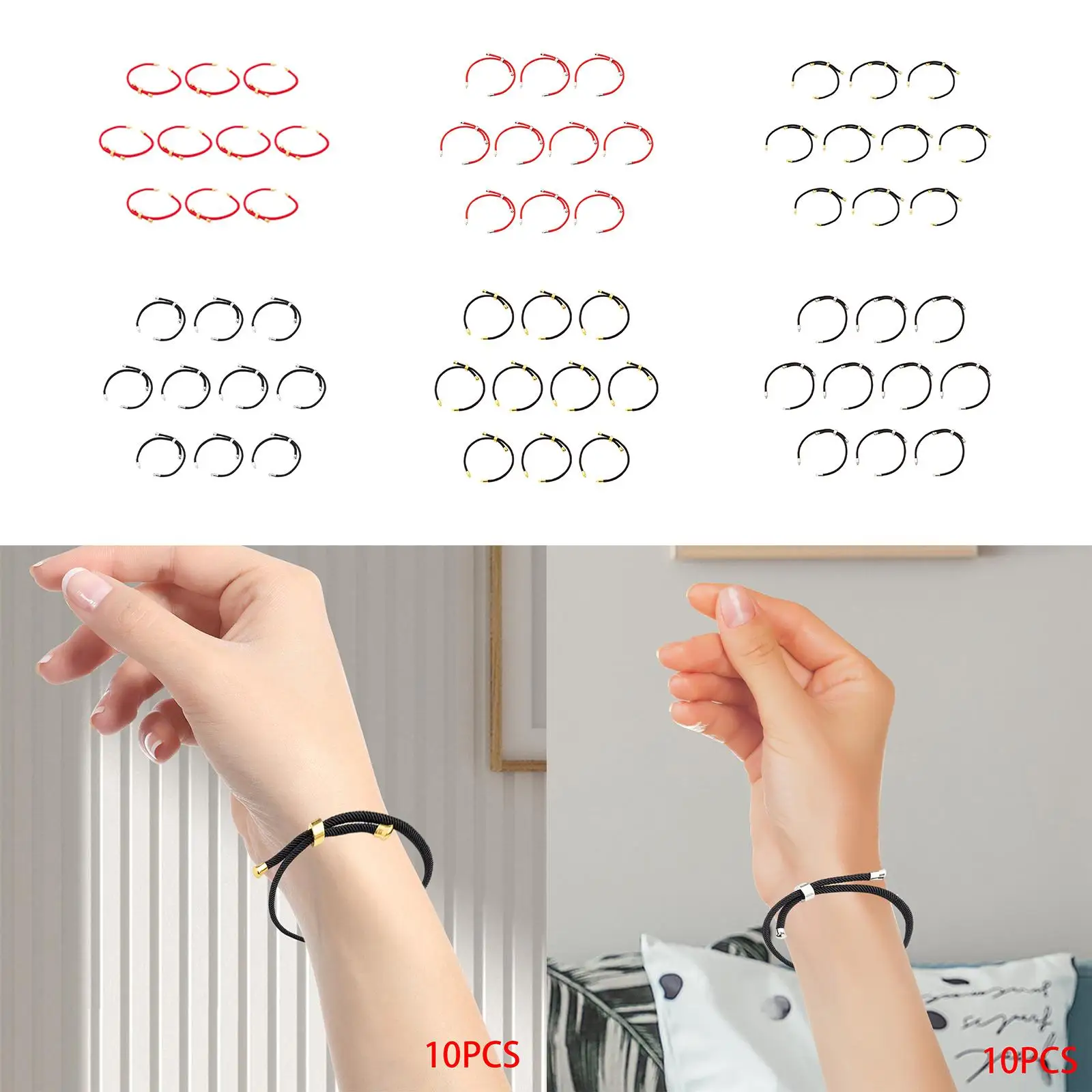 10x Adjustable Slider Bracelets Handmade String Wrap Twisted Cord Bracelet Making